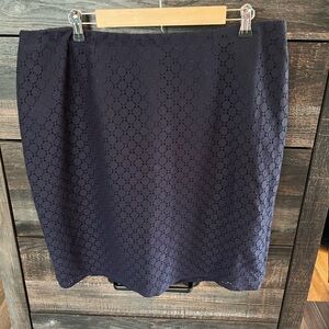 Eloquii Blue Eyelet Lace Pencil Skirt - 14W 80% cotton